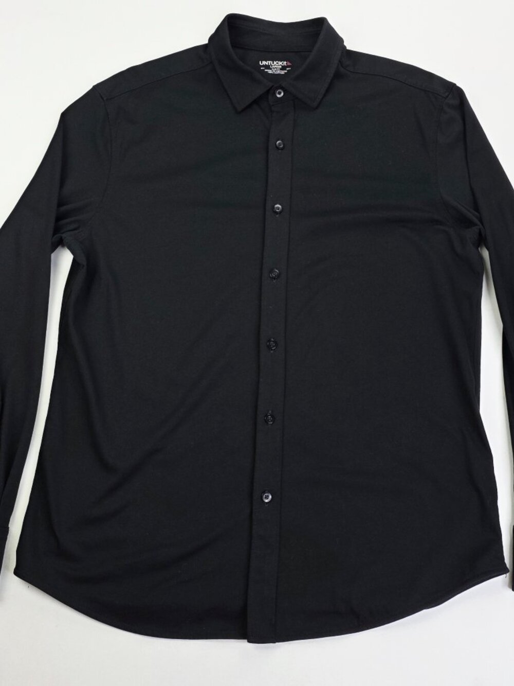 Untuckit Slim Fit Black Cotton Mens Size Large Long Sleeve Spread Collar Shirt